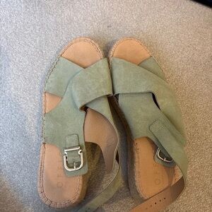 Chic Sage Green Sandals with Buckle Accent